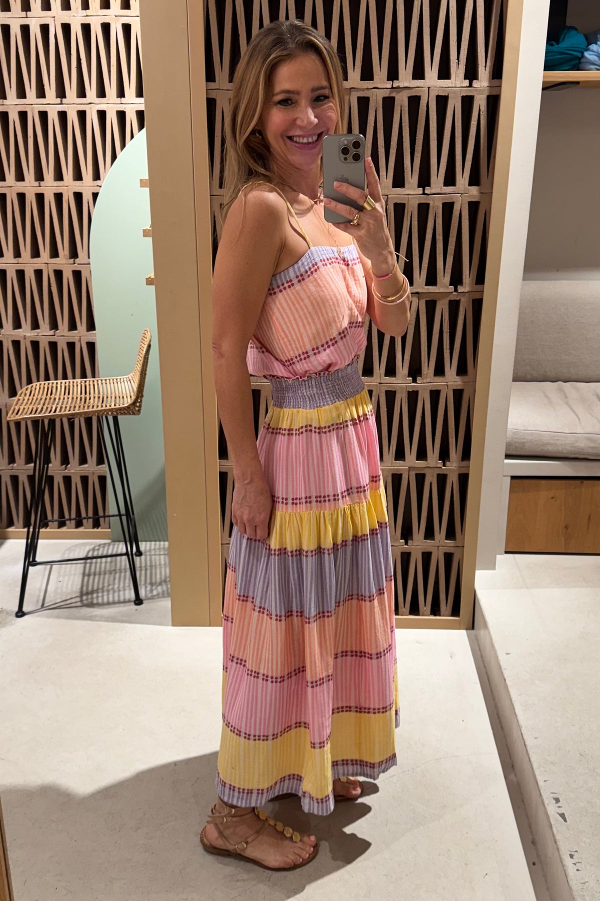 WOVEN STRAPPY TOP "LEROS" MULTICOLOR