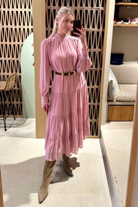 MIDI VISCOSE CHIFFON DRESS "SAFFON" DUSTY PINK