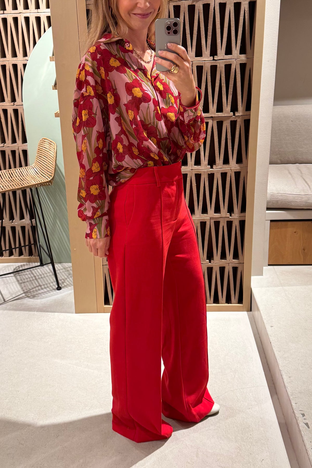 HIGHWAIST WIDE LEG PANTS RED