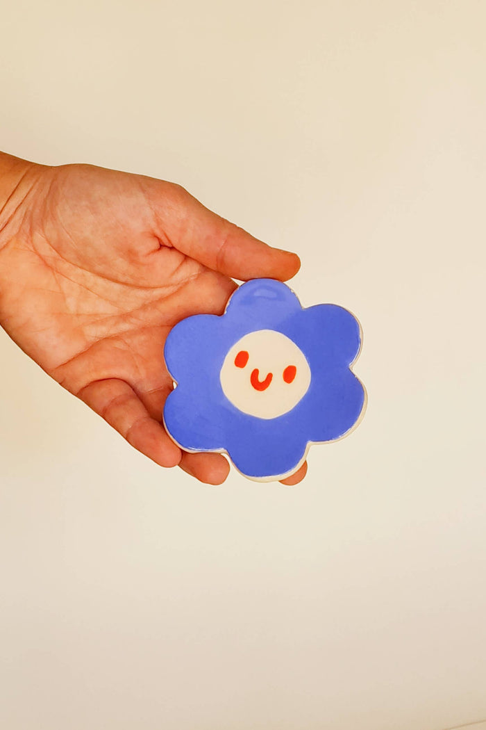 MINI PLATE "HAPPY FLOWER" BLUE