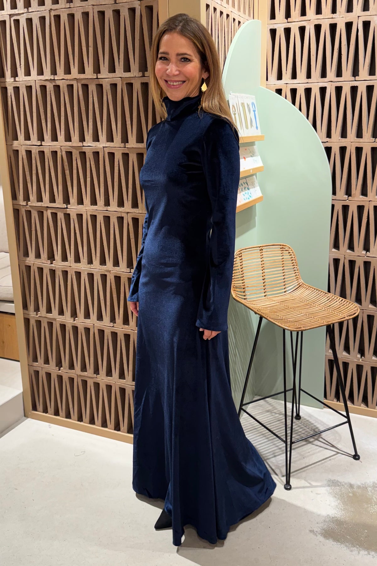 LONG VELVET DRESS MIDNIGHT BLUE