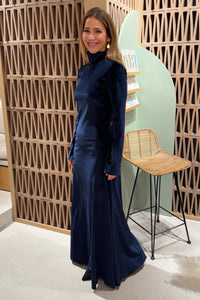 LONG VELVET DRESS MIDNIGHT BLUE