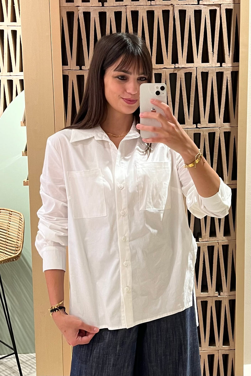 OVERSIZED COTTON BLOUSE "MOUTAKI" WHITE