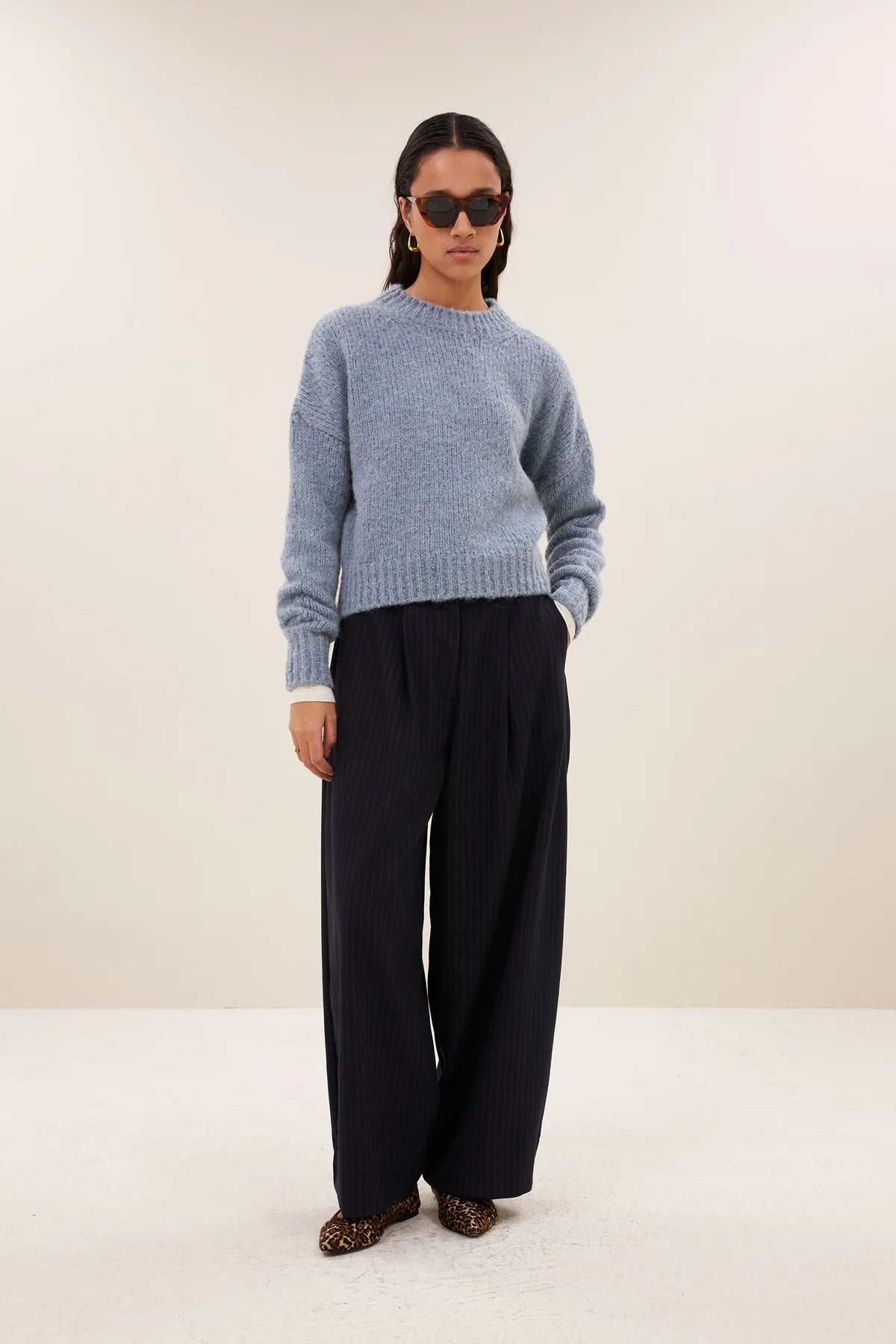 ALPACA BULKY KNIT PULLOVER "SONNY" CLOUD BLUE