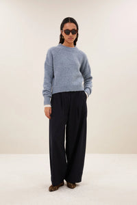 ALPACA BULKY KNIT PULLOVER "SONNY" CLOUD BLUE