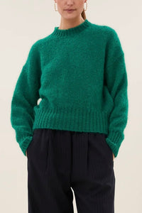 MOHAIR KNIT PULLOVER "SONNY" EVERGREEN