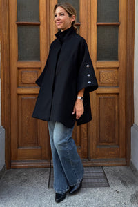 OVERSIZED WOOL CAPE JACKET BLACK