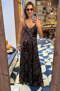 STRAPPY VISCOSE DRESS „BANDANA“ CHOCOLAT