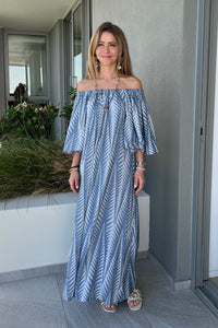 OVERSIZED OFF-SHOULDER DRESS "FINIKAS" BLUE