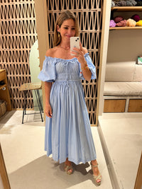 OFF-SHOULDER MIDI DRESS "ELENA" POWDER BLUE