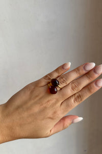 HANDMADE RING "MURANO" BROWN/FUCHSIA