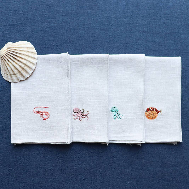 LINEN NAPKINS "MARINA" WHITE