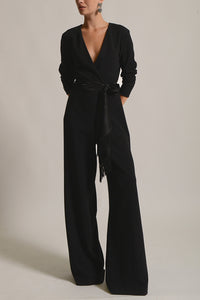 TAILORED V-NECK JUMPSUIT BLACK