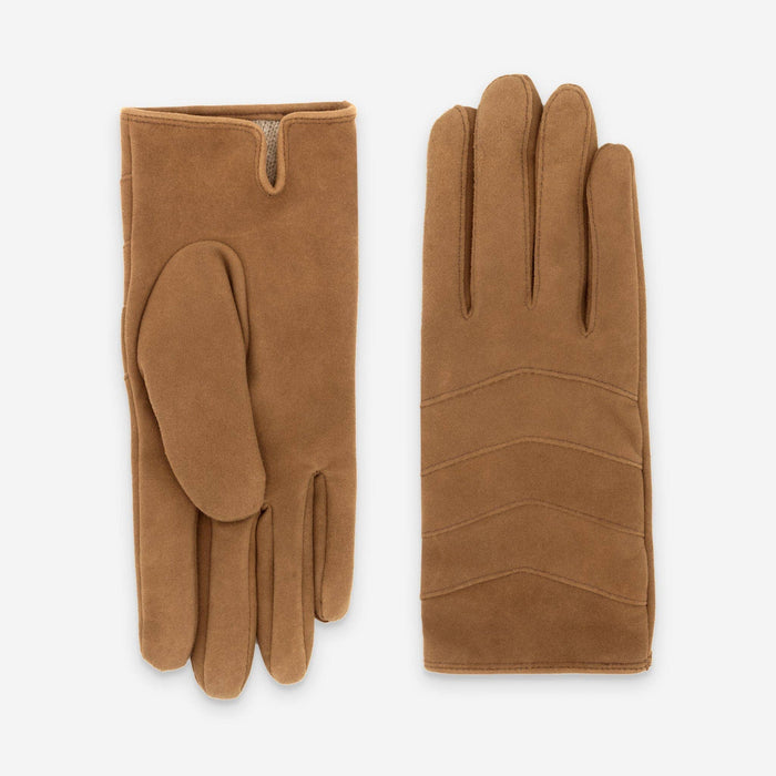 GLOVES SUEDE & CASHMERE „CHEVRON“ CAMEL