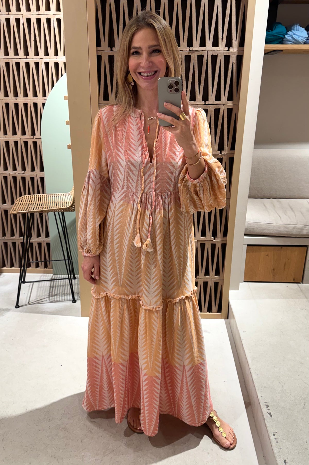 LONG TUNIC DRESS "FINIKAS DEGRADE" TERRACOTTA