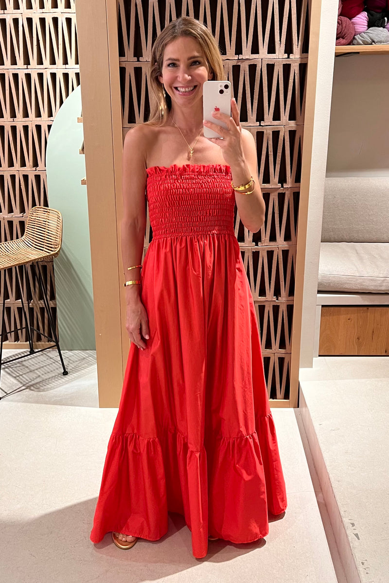 BANDEAU DRESS "ELPIS" CORAL RED