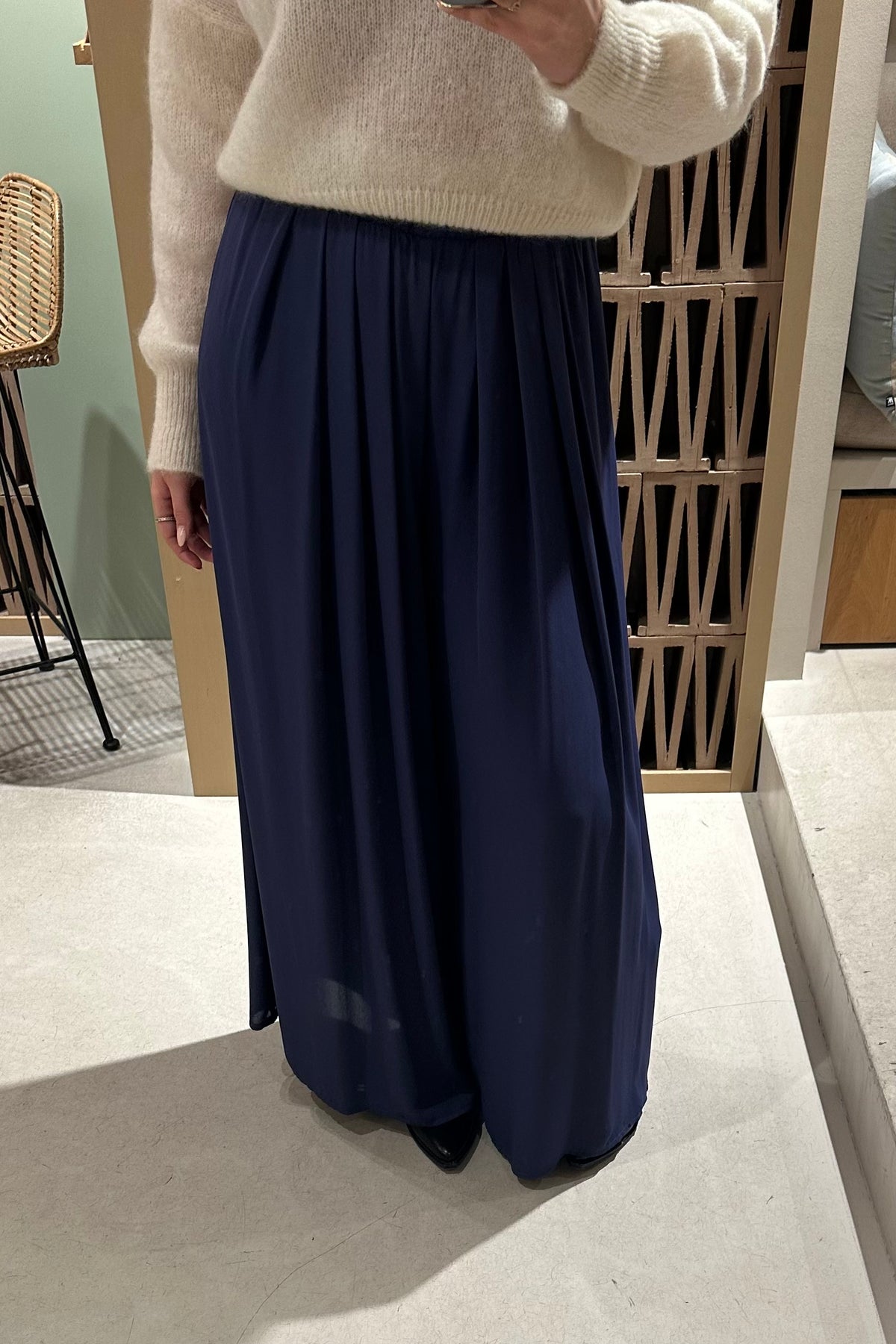 FLOWY WIDE LEG PANTS BLUE
