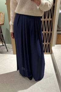FLOWY WIDE LEG PANTS BLUE