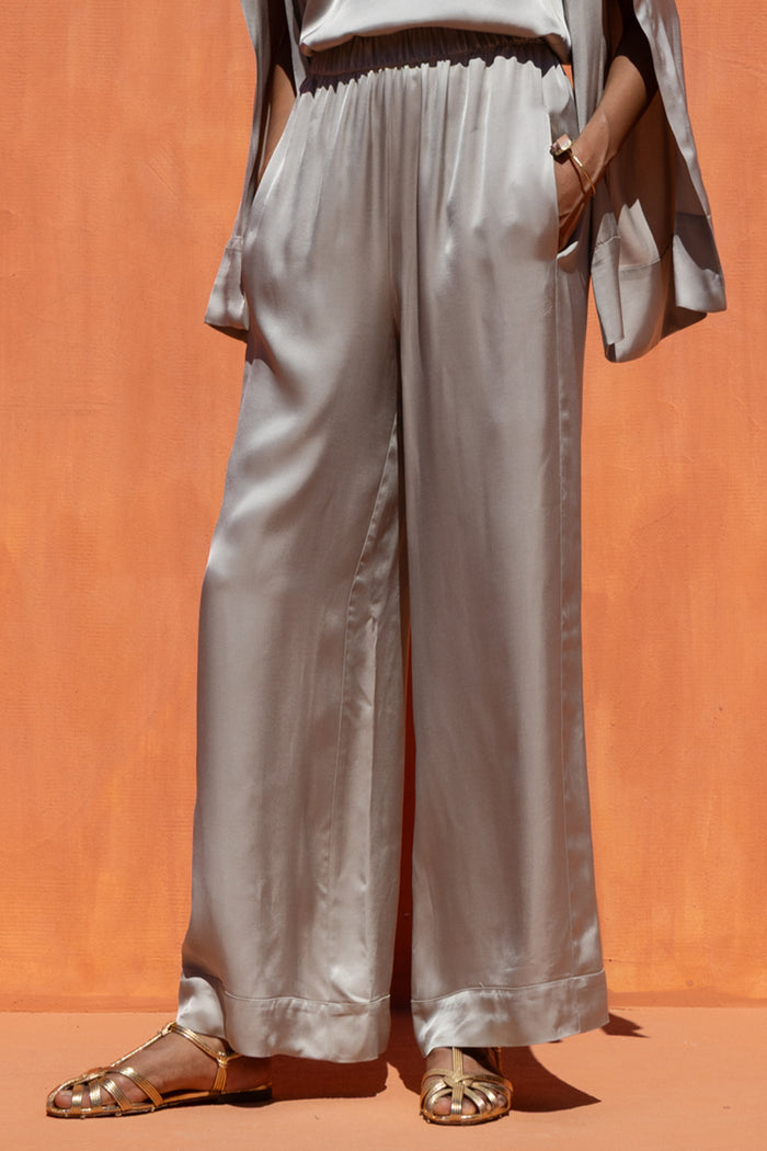 AIRY VISCOSE/RAYON PANTS LIGHT GREY