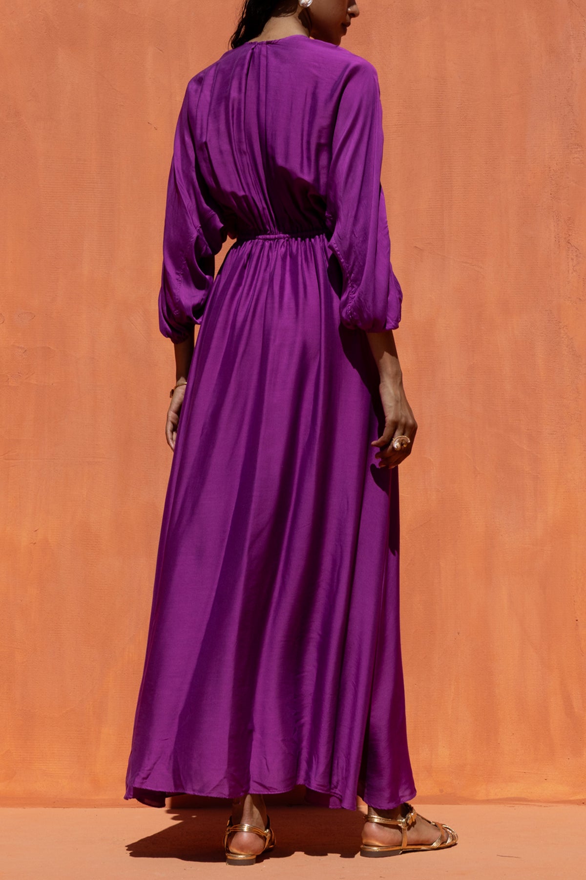 LONG SILK/VISCOSE DRESS PURPLE