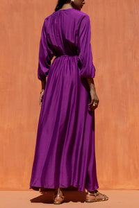 LONG SILK/VISCOSE DRESS PURPLE