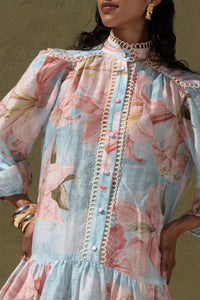 EMBELLISHED MINI DRESS LIGHT BLUE/PINK