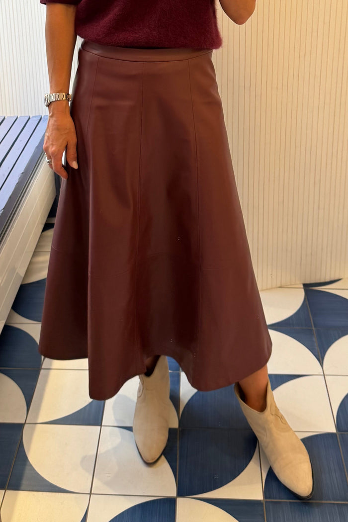 VEGAN LEATHER SKIRT BORDEAUX
