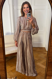 PALAZZO PANTS "FINIKAS" BROWN - LEMONI EXCLUSIVE