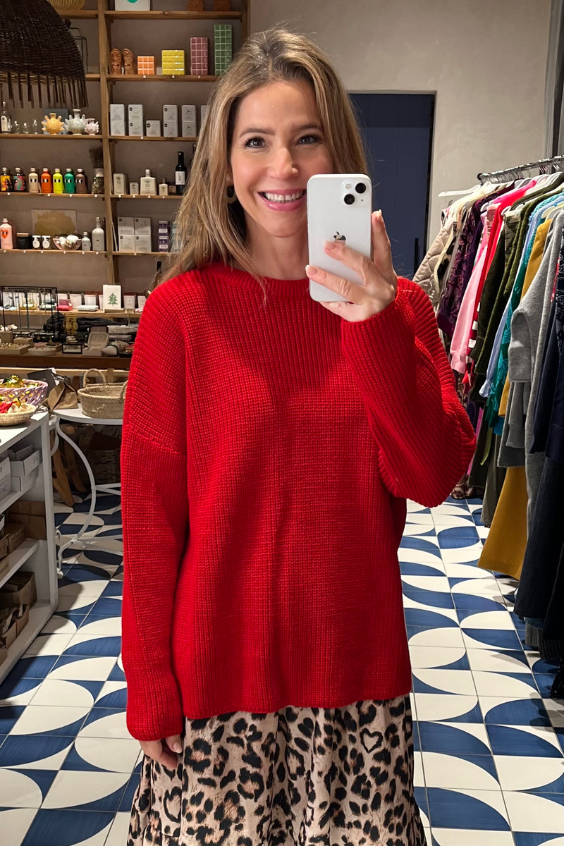 OVERSIZED PULLOVER  "SALMA" RED