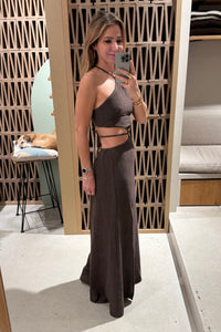 BACKLESS DRESS WITH CUTOUTS "MALIA" CHOCOLATE