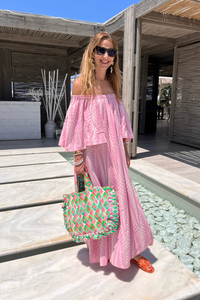 OVERSIZED OFF-SHOULDER DRESS "FINIKAS" PINK