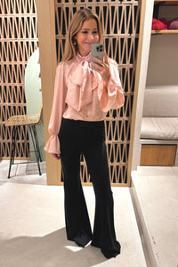 LONG FLARED LEG PANTS BLACK