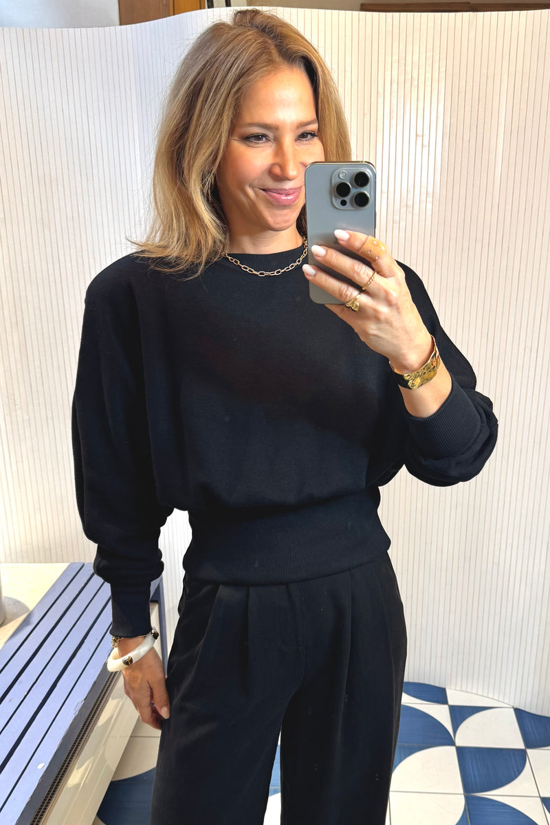 SCULPTURAL TAILORED SWEATER BLACK