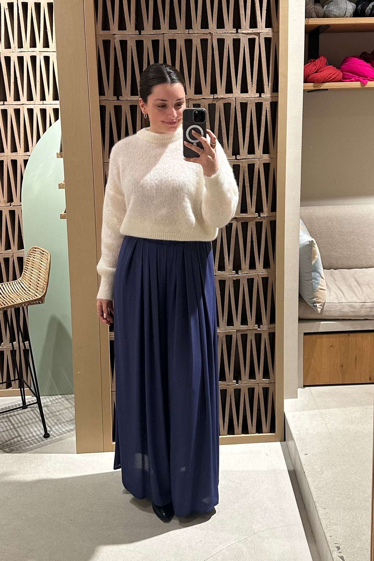 FLOWY WIDE LEG PANTS BLUE