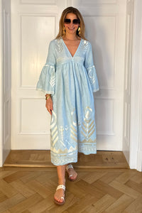 MIDI LINEN "FEATHER" CIEL/CHAMPAGNE