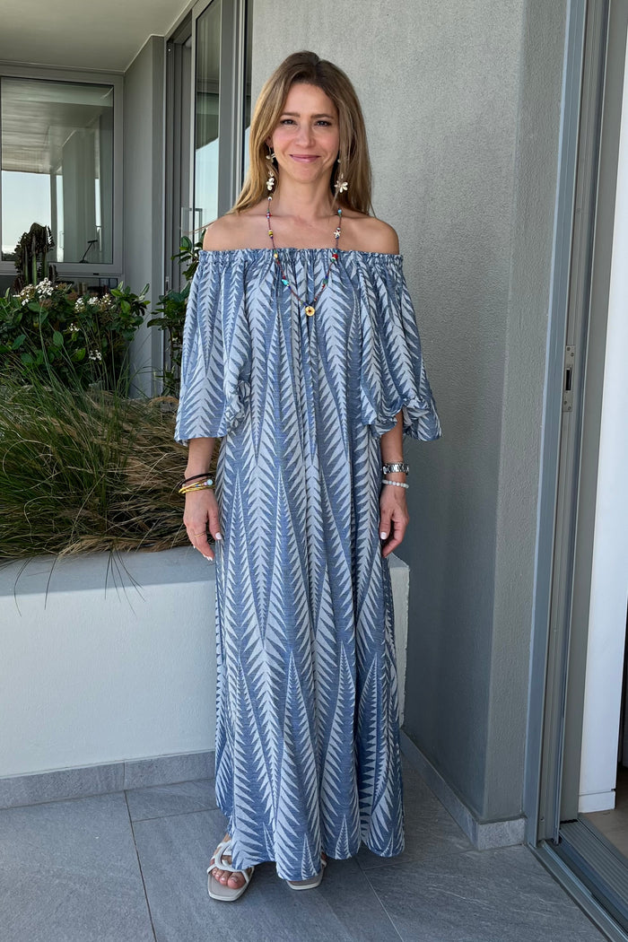 OVERSIZED OFF-SHOULDER DRESS "FINIKAS" BLUE