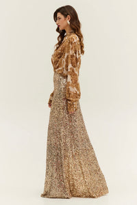 LONG SEQUIN SKIRT "GOLDFINGER"