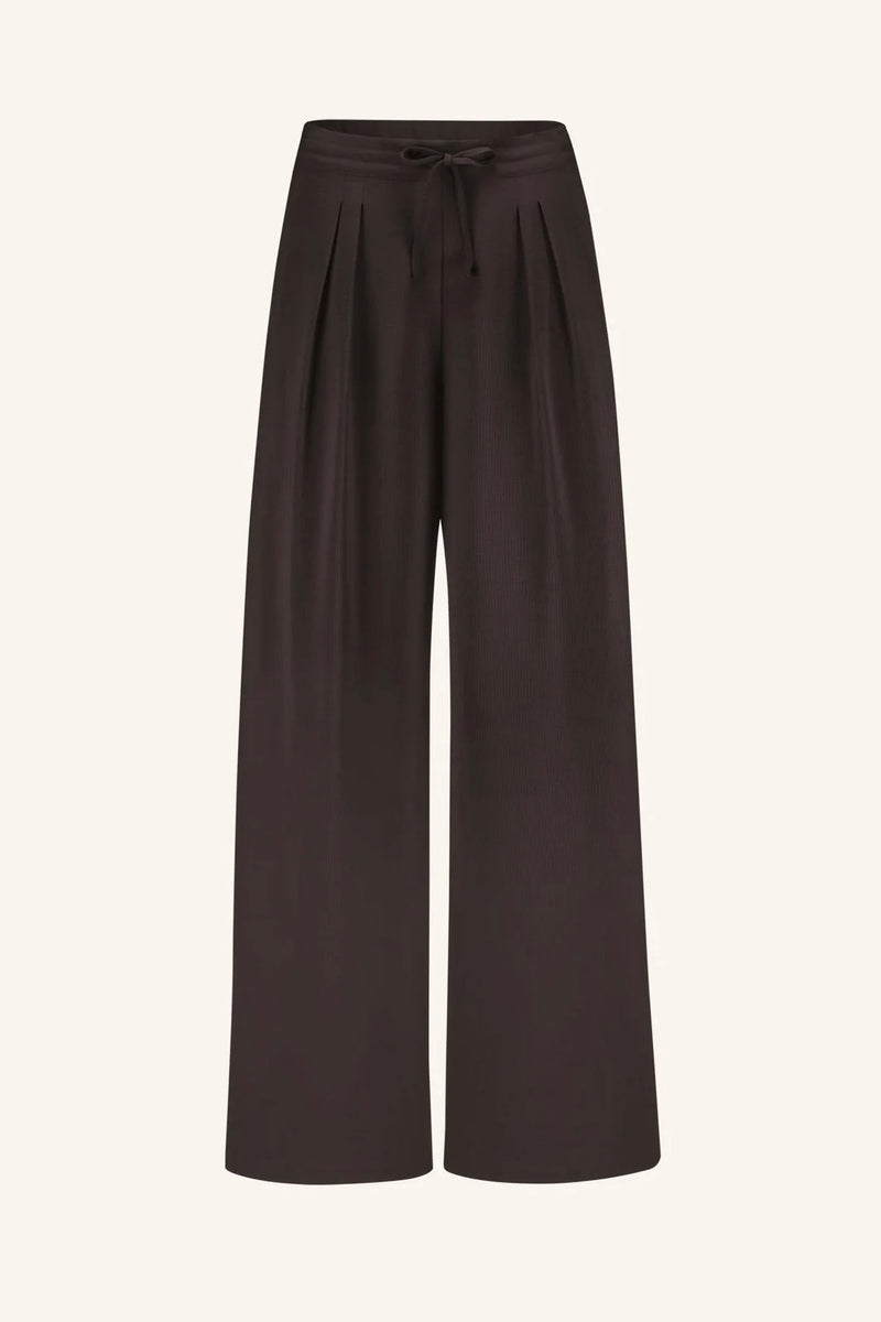 WIDE LEG VISCOSE PANTS „CAFE NOIR“