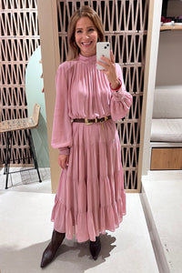 MIDI VISCOSE CHIFFON DRESS "SAFFON" DUSTY PINK