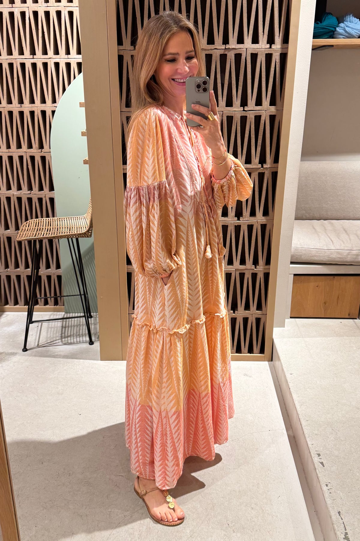 LONG TUNIC DRESS "FINIKAS DEGRADE" TERRACOTTA