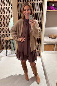 OVERSIZED KNIT CARDIGAN CAMEL