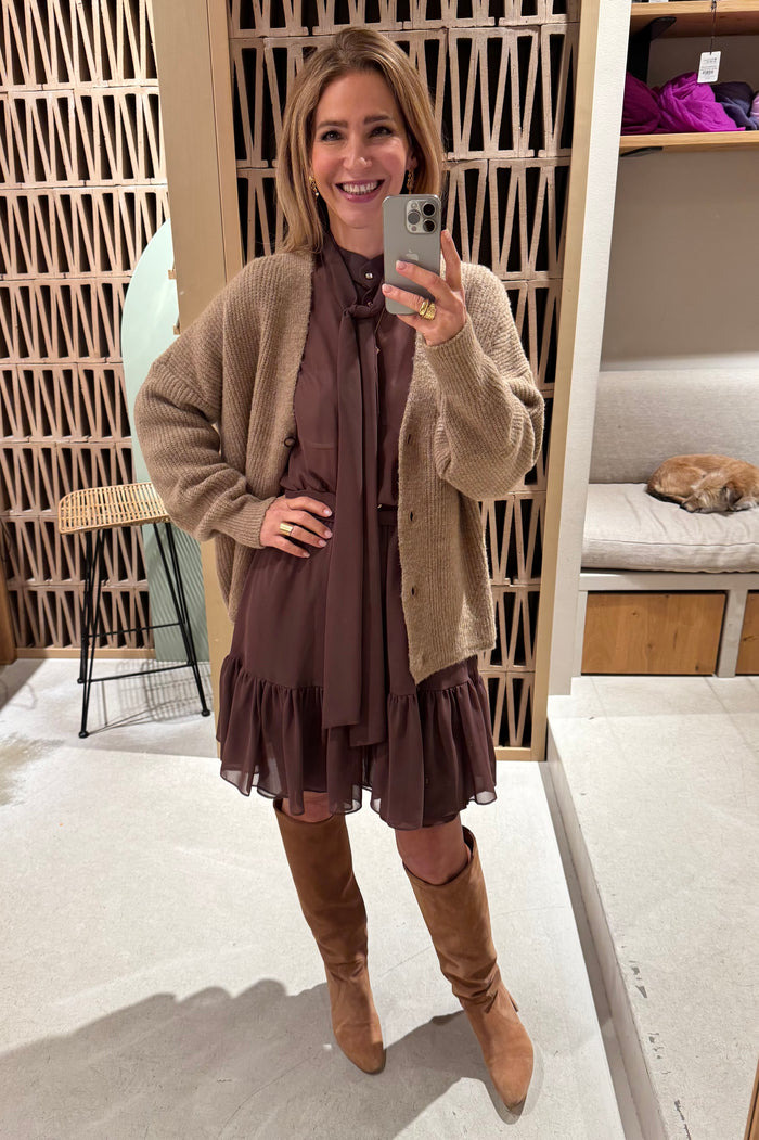OVERSIZED KNIT CARDIGAN CAMEL