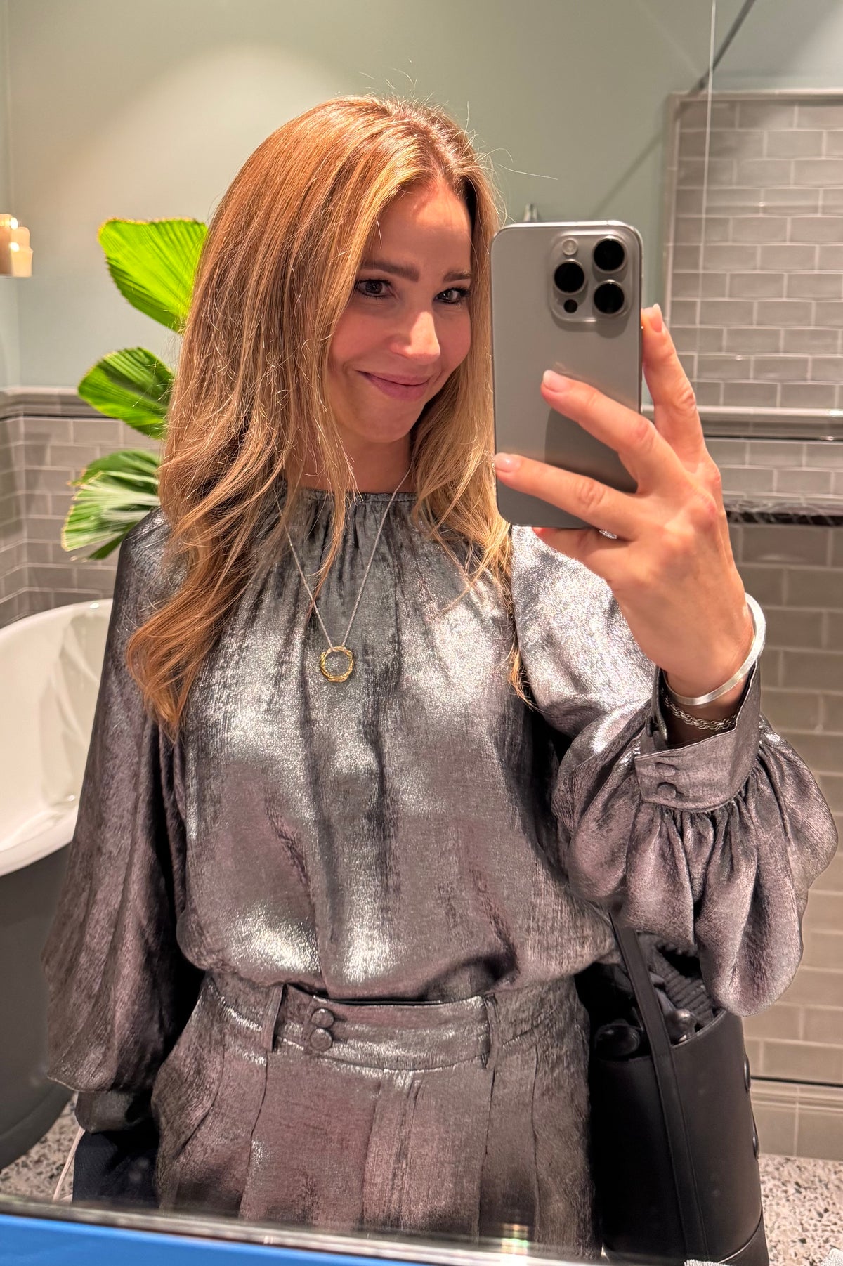 WIDE LEG PANTS SILVER