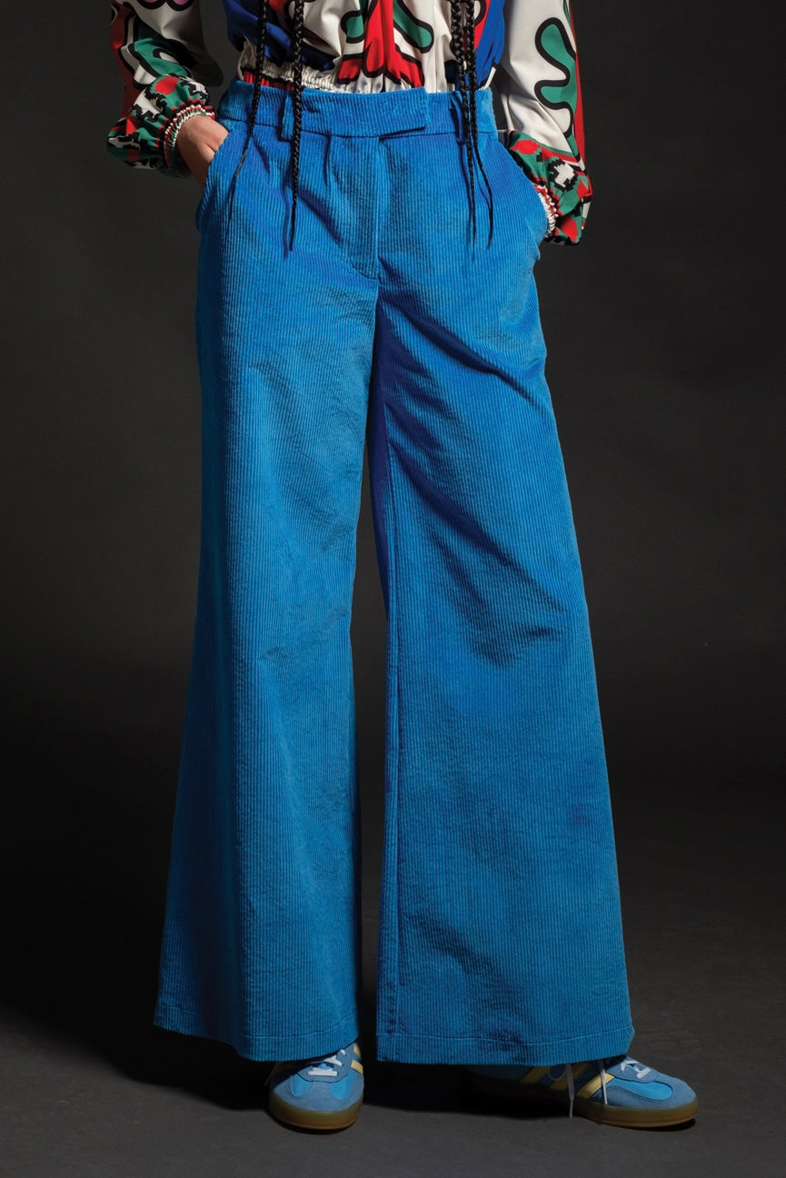 OVERSIZED WIDE CORDUROY PANTS "SKY" BLUE