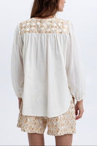 COTTON BLOUSE "FLAKES" WHITE/GOLD/CHAMPAGNE