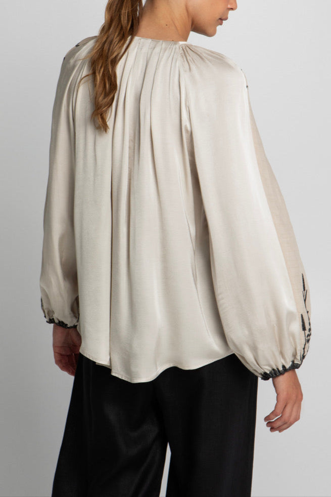 OVERSIZED BLOUSE "ROOTS" BEIGE/BLACK