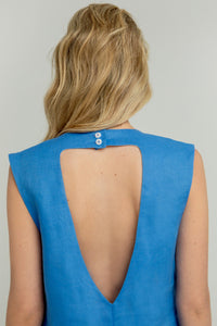 SHORT OPEN BACK DRESS "LEDA" BLUE