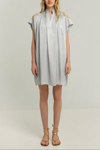 OVERSIZED SILKY DRESS "ROOTS" LIGHT GREY/GOLD