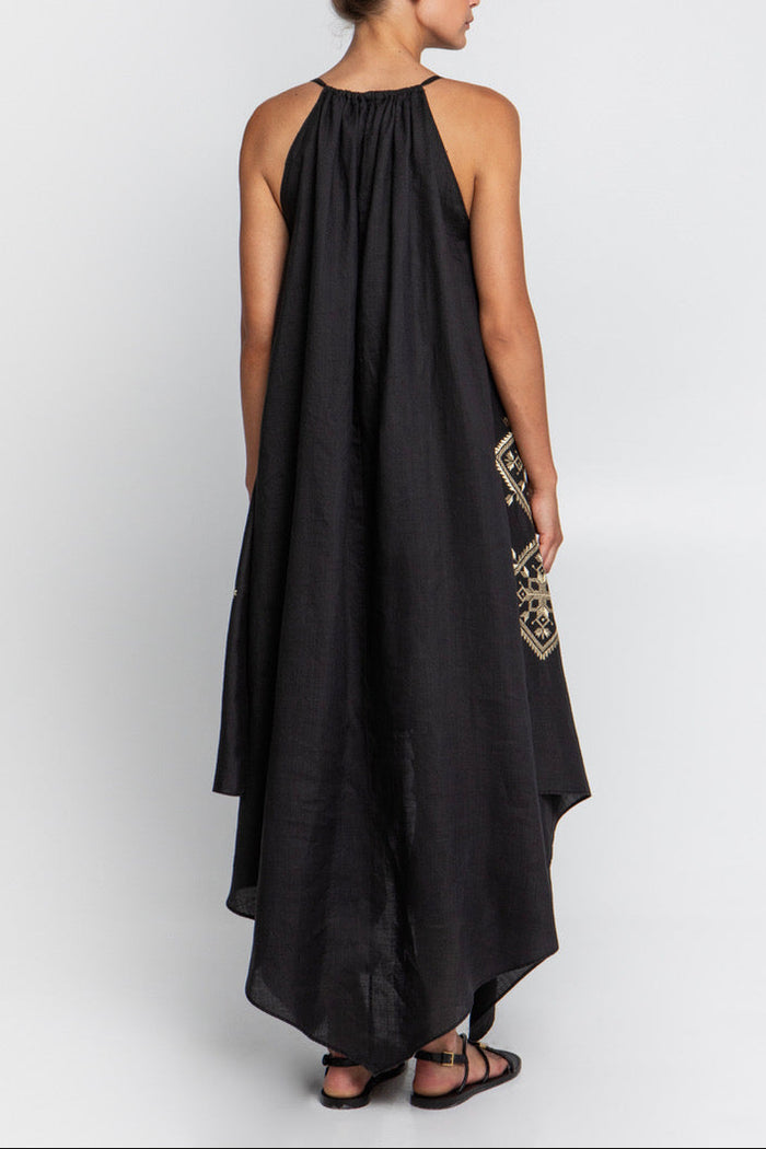 STRAPPY ASYMMETRICAL DRESS "LEFKADA" BLACK/GOLD