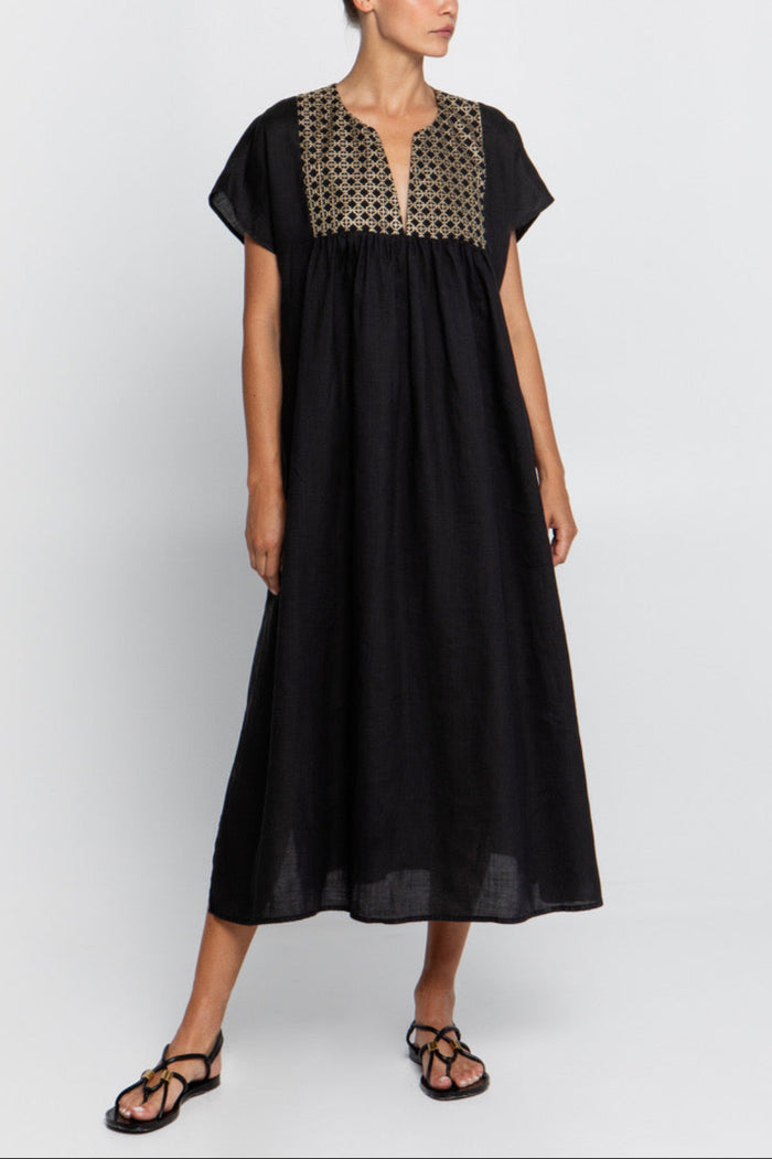 OVERSIZED KAFTAN DRESS "CROSS" BLACK/GOLD